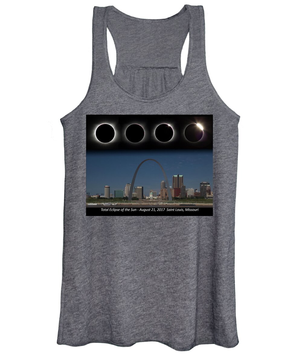 Eclipse Women's Tank Top featuring the photograph Eclipse - St Louis Skyline by Harold Rau