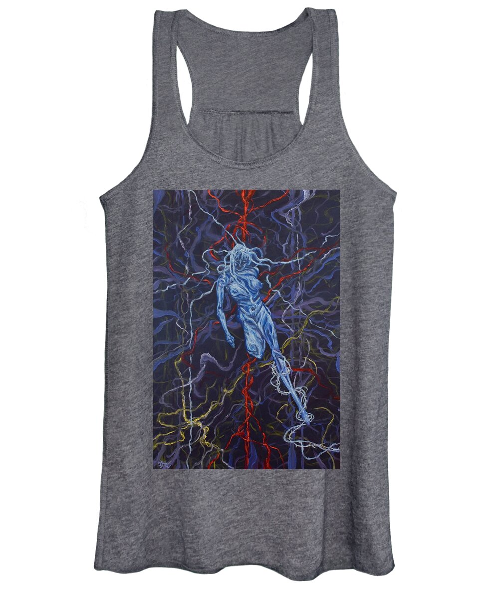 Pain Women's Tank Top featuring the painting Electric Pain by Judy Henninger
