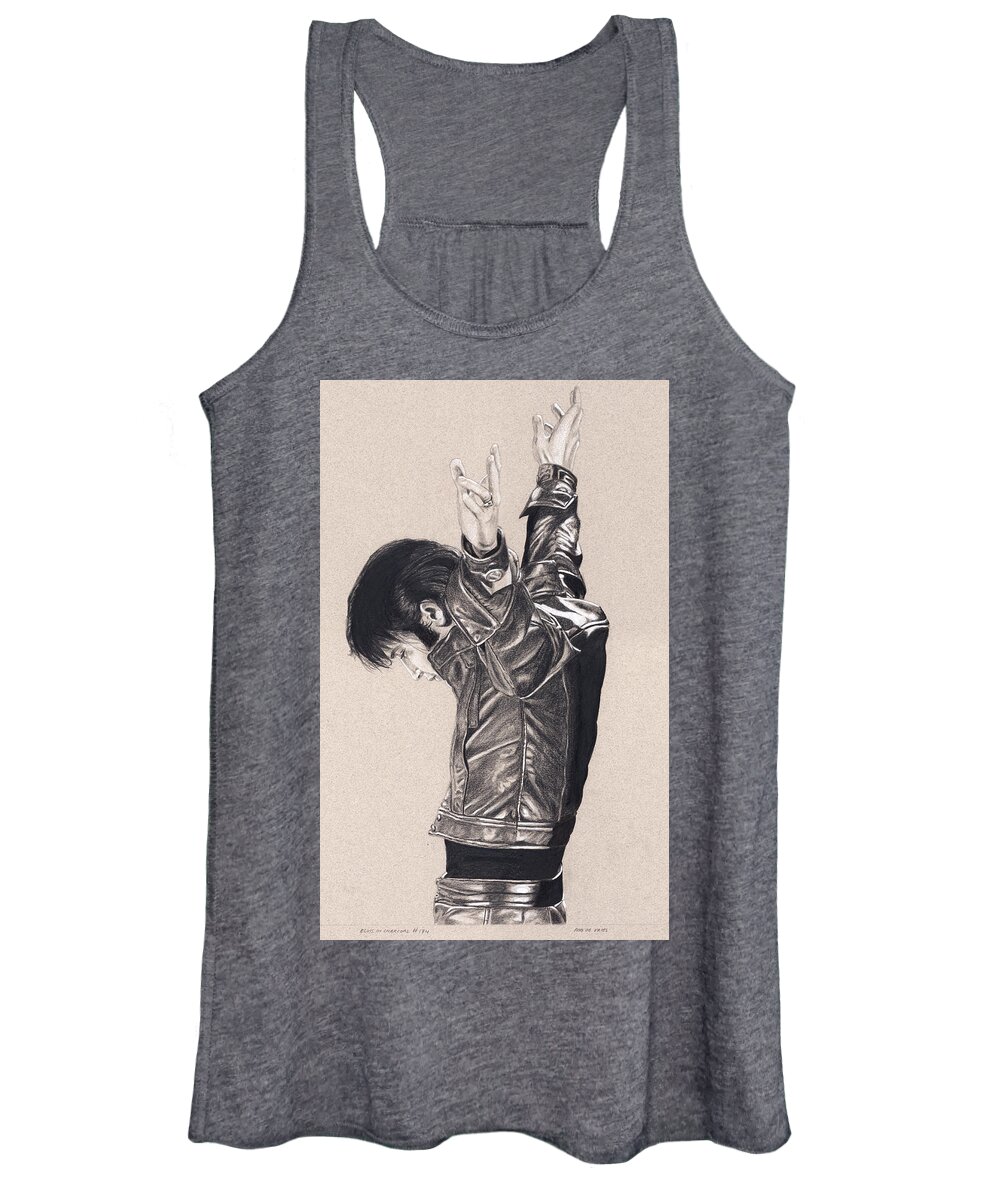 Elvis Women's Tank Top featuring the drawing Elvis in Charcoal #174, No title by Rob De Vries