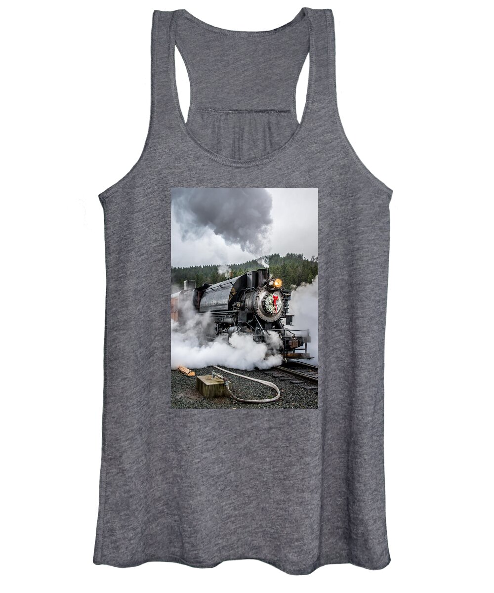 Elbe Women's Tank Top featuring the photograph Engine No. 17 Elbe Christmas Train by Rob Green