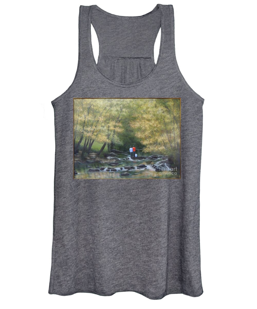 Eno River Women's Tank Top featuring the painting Eno River Afternoon by Phyllis Andrews