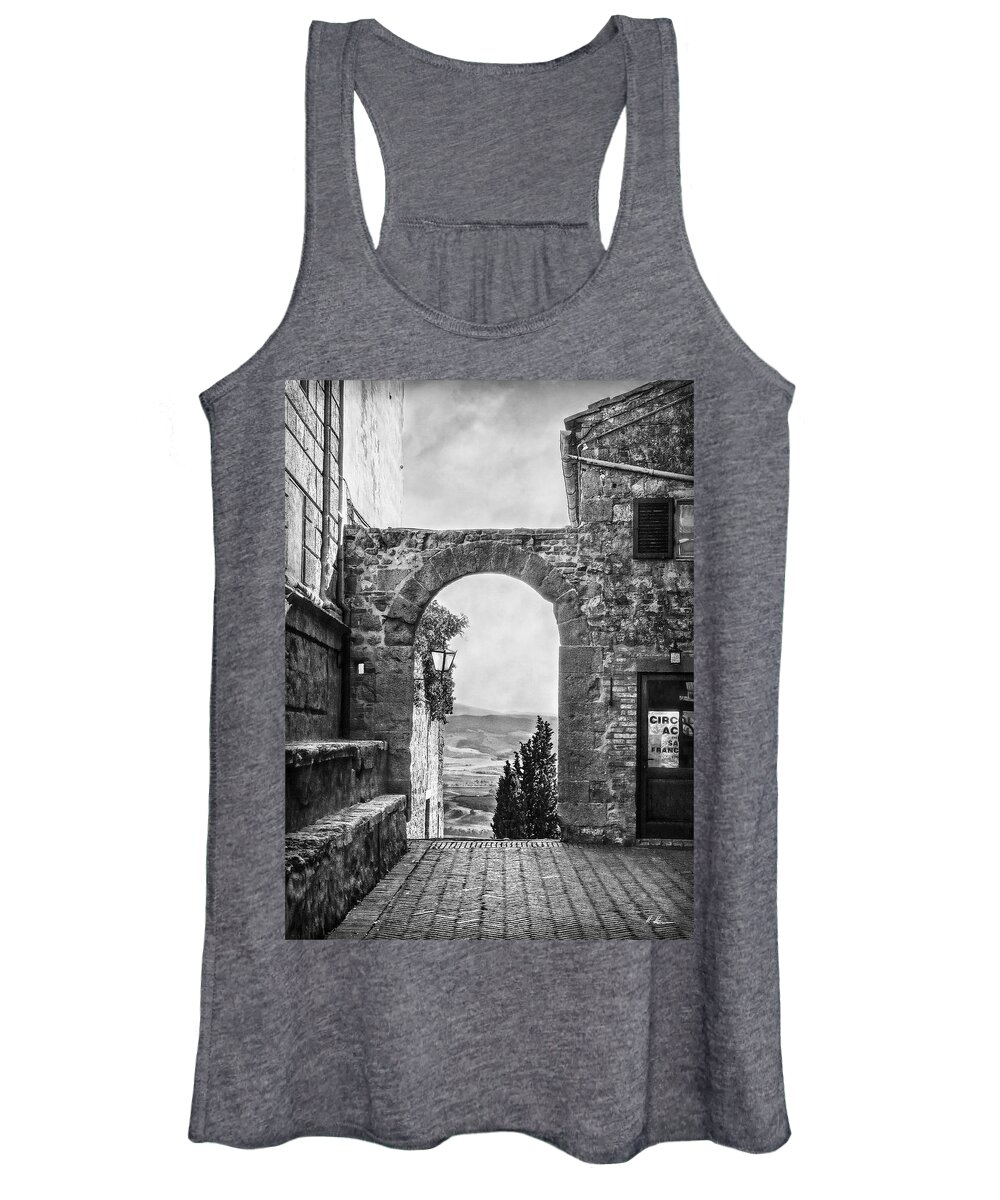 Italy Women's Tank Top featuring the photograph Etruscan Arch B/W by Hanny Heim