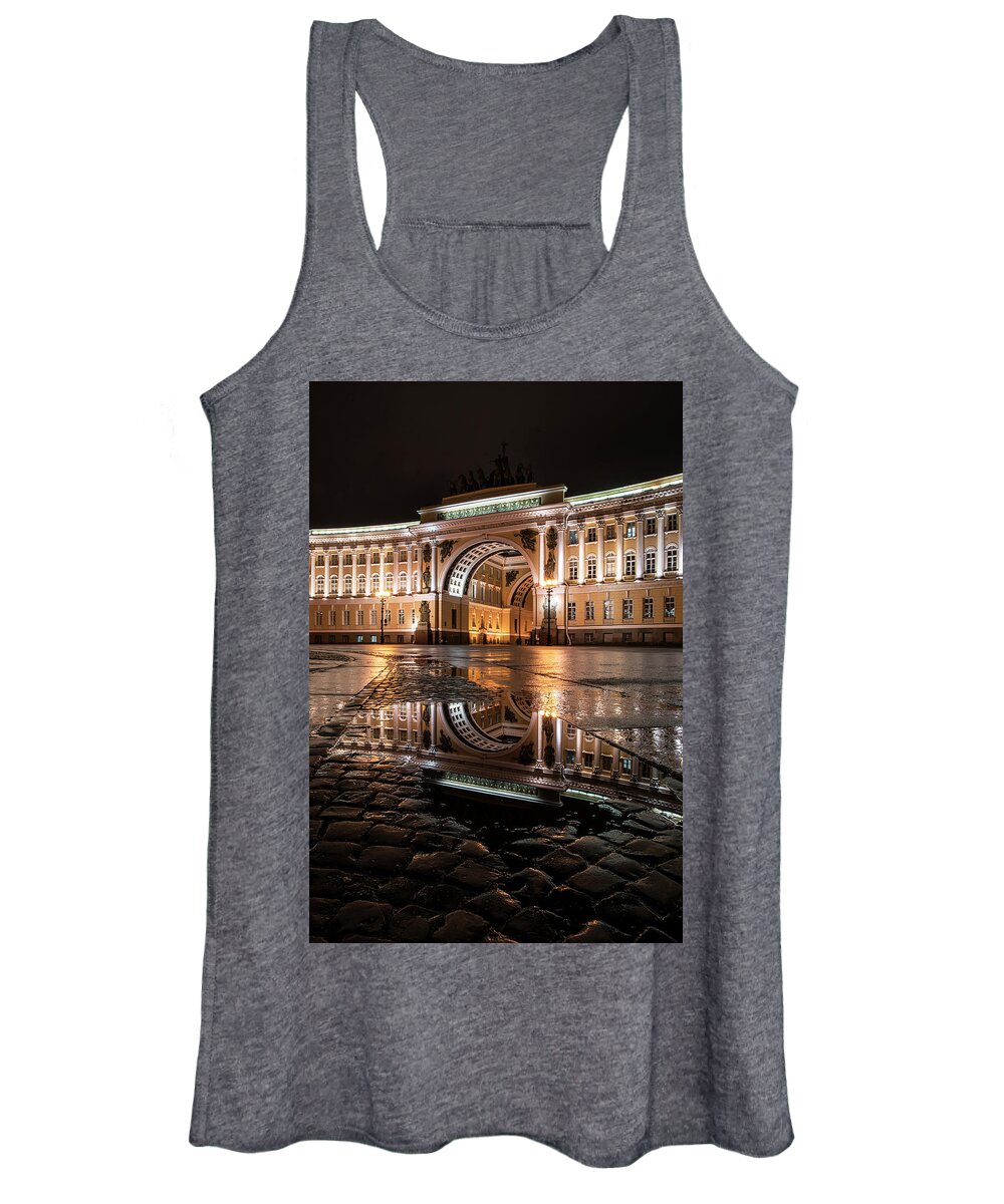 Petersburg Women's Tank Top featuring the photograph Evening reflections by Jaroslaw Blaminsky