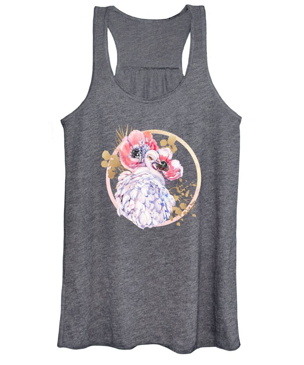 Painting Women's Tank Top featuring the painting Every Peacock Wants A Lovely Peahen by Little Bunny Sunshine