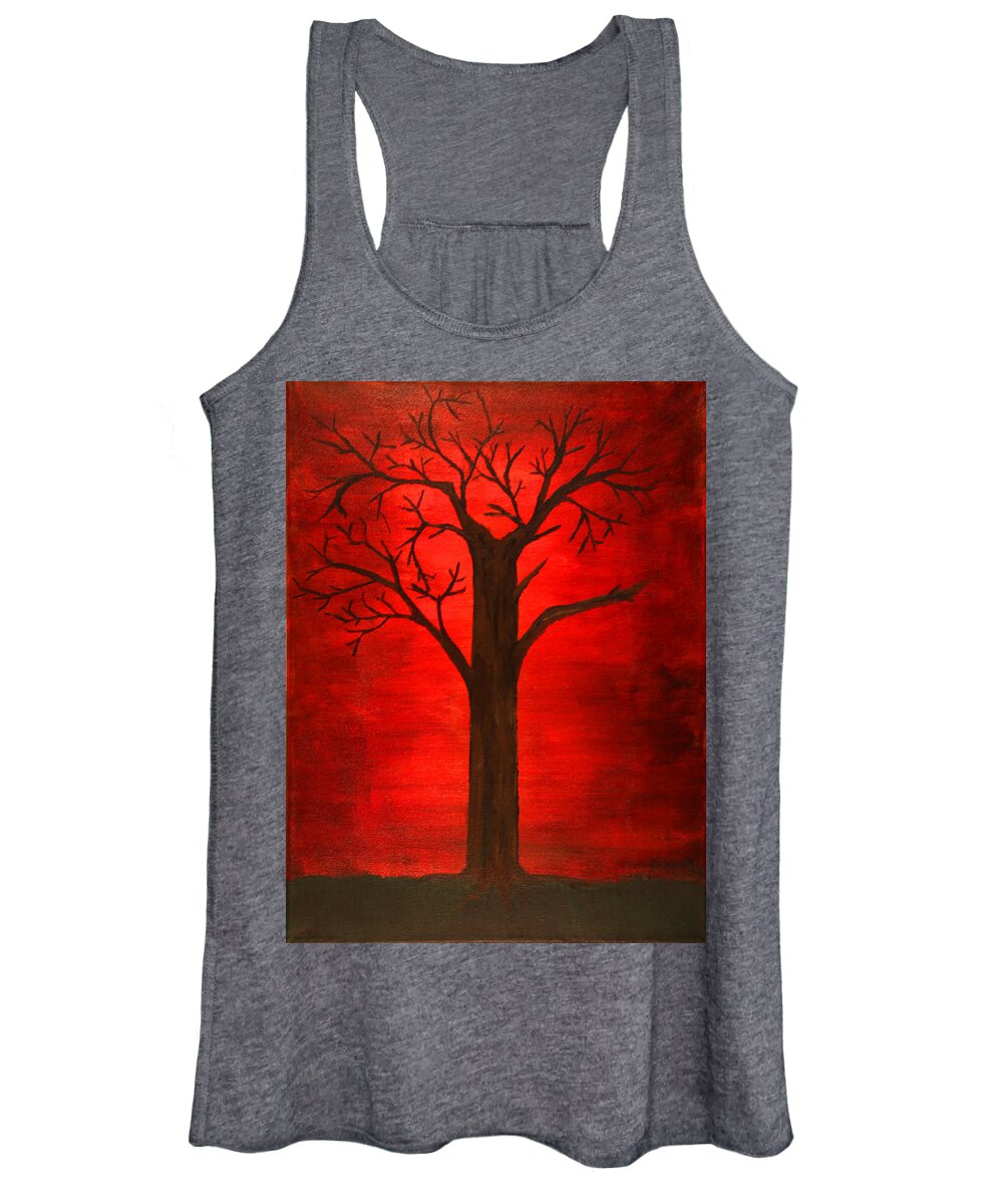 Evil Tree Women's Tank Top featuring the painting Evil Tree by David Stasiak