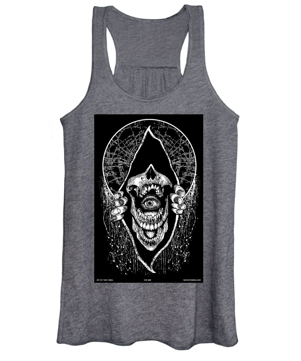 Lies Women's Tank Top featuring the mixed media Eye See by Tony Koehl