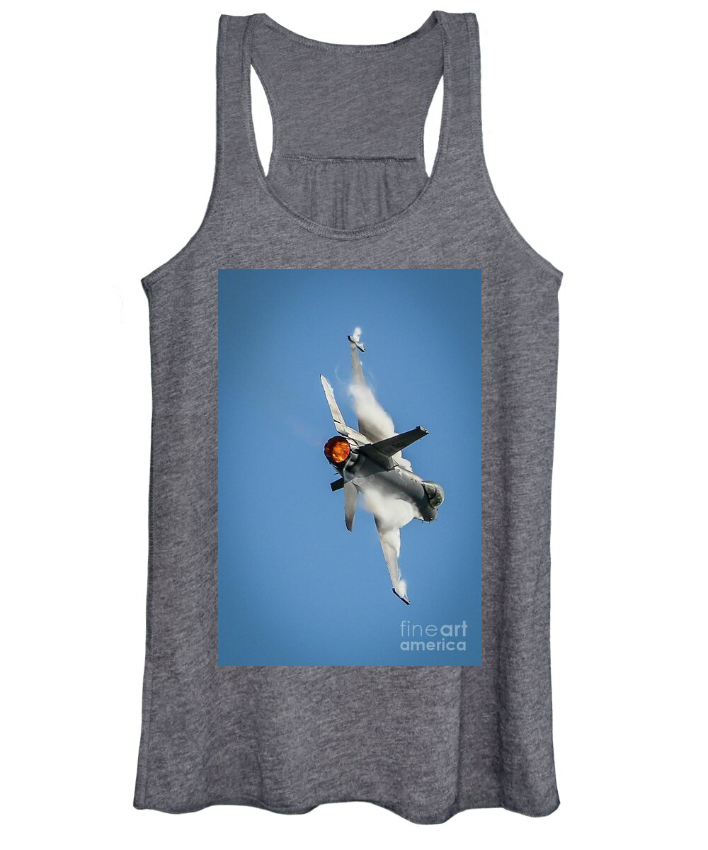 F-16 Women's Tank Top featuring the photograph F-16 Banks Right by Tom Claud