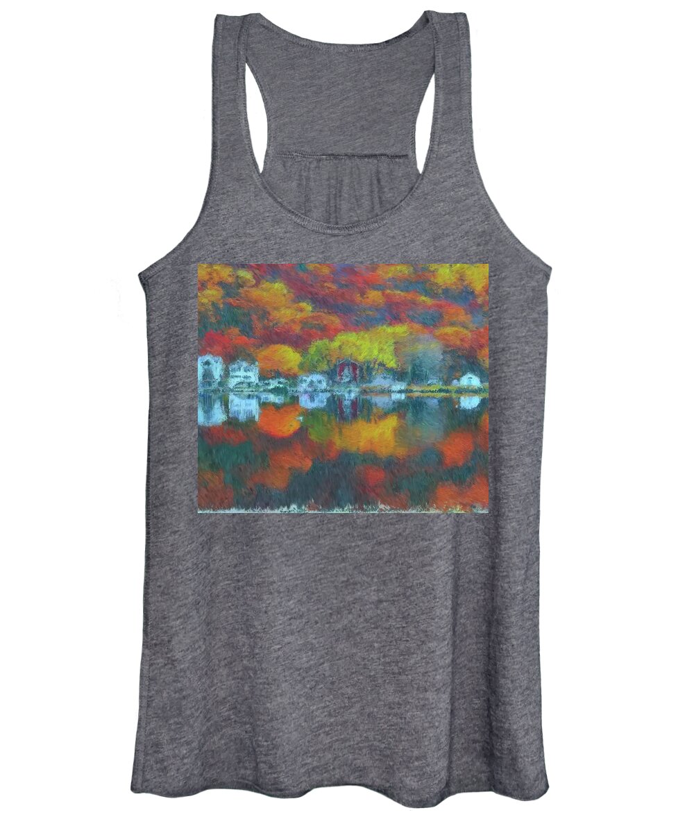 Fall Lake Women's Tank Top featuring the painting Fall Lake by Harry Warrick