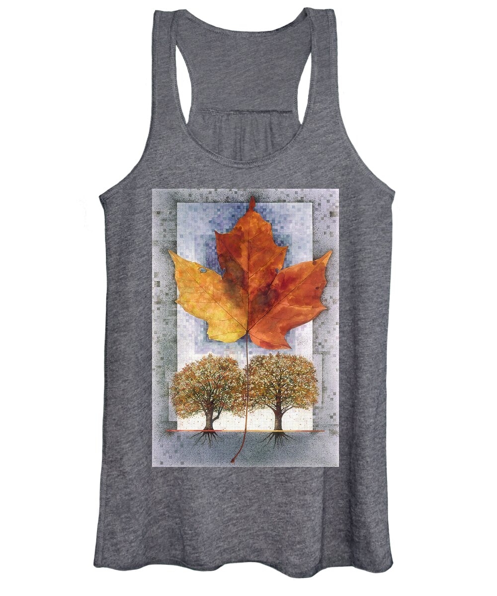 Fall Women's Tank Top featuring the painting Fall Leaf by John Dyess