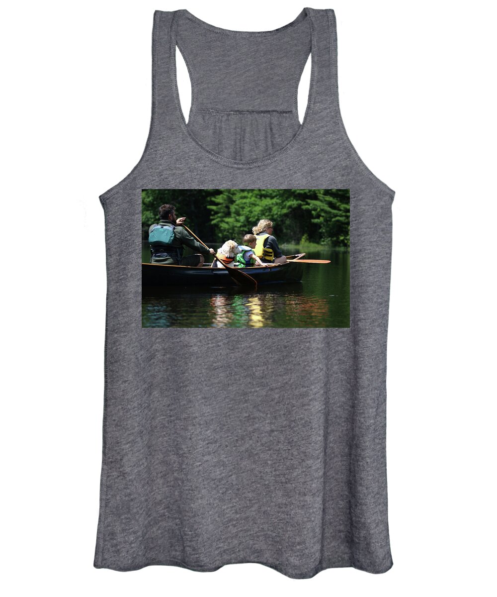 Canoeing Women's Tank Top featuring the photograph Family Canoeing Fun by Brook Burling