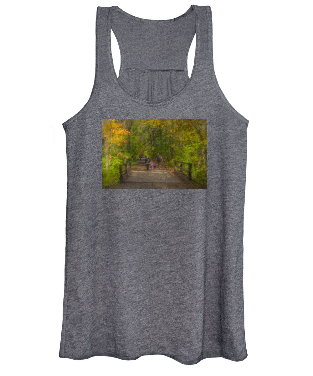 Mother Women's Tank Top featuring the painting Family Walk at Borderland by Bill McEntee
