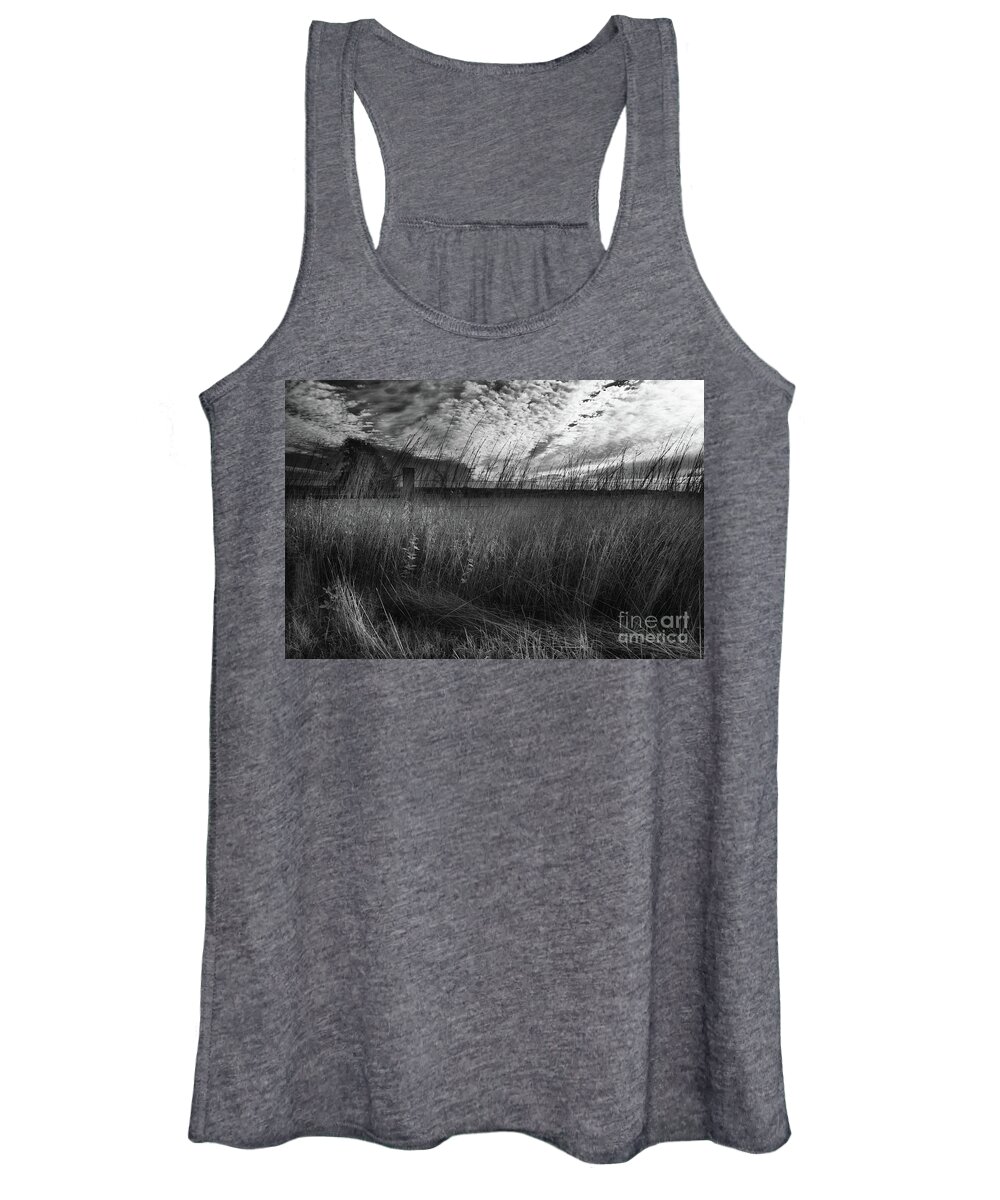 Black And White Women's Tank Top featuring the digital art Fenceline by William Fields