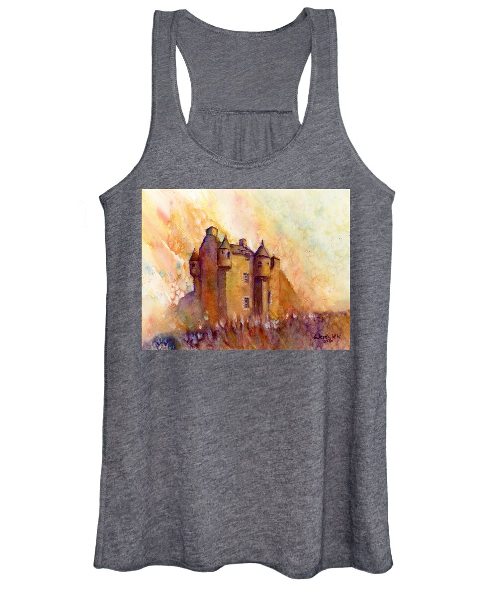 Castle Women's Tank Top featuring the painting Ferniehirst Castle by Wendy Keeney-Kennicutt