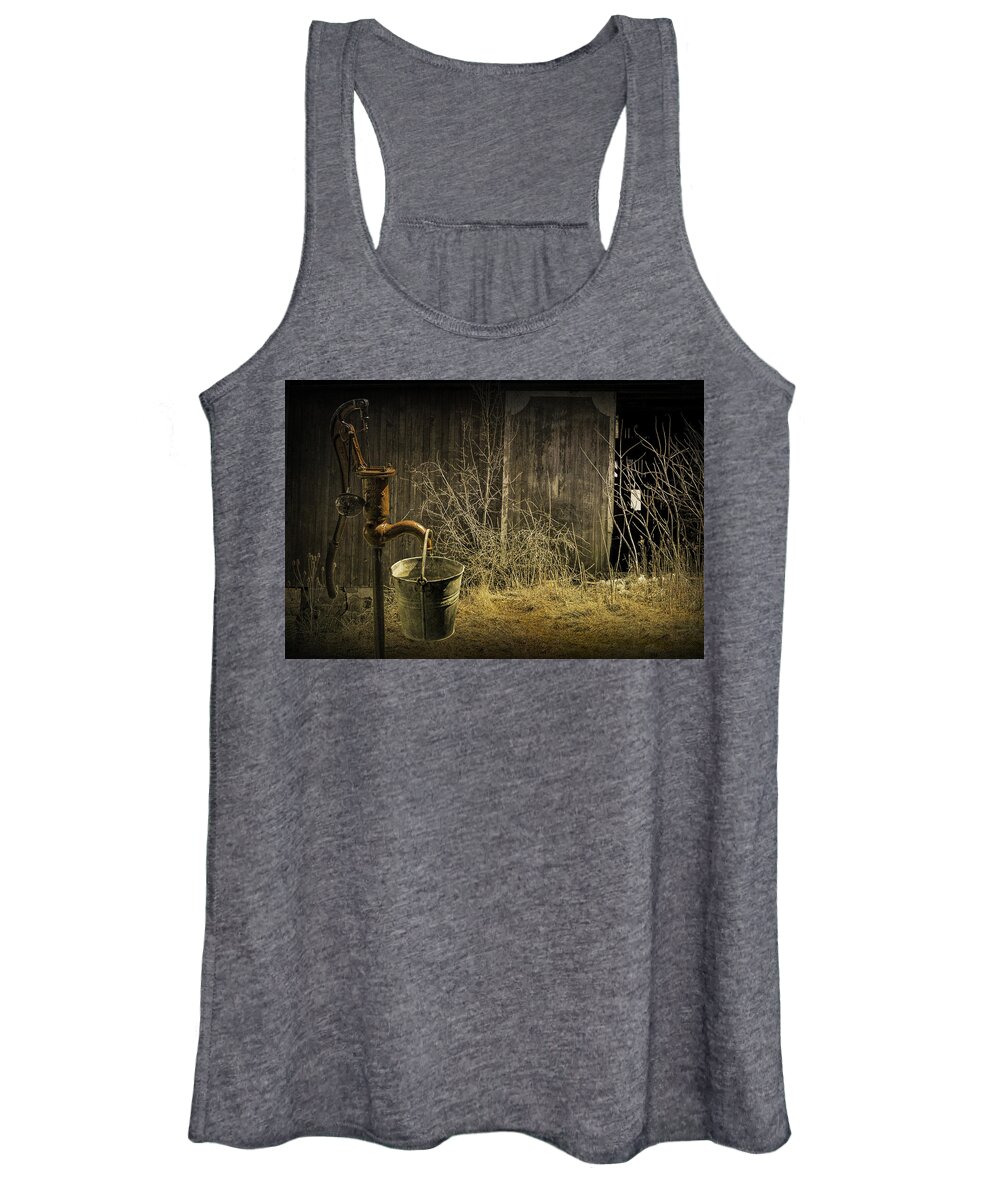 Pump Women's Tank Top featuring the photograph Fetching Water from the Old Pump by Randall Nyhof