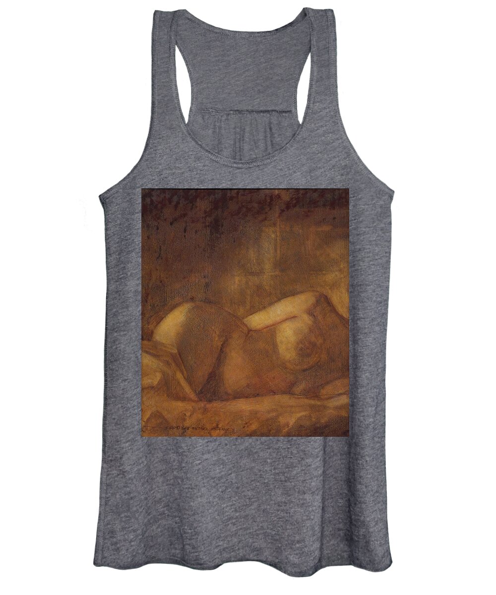 Nude Women's Tank Top featuring the painting Figure Study by David Ladmore