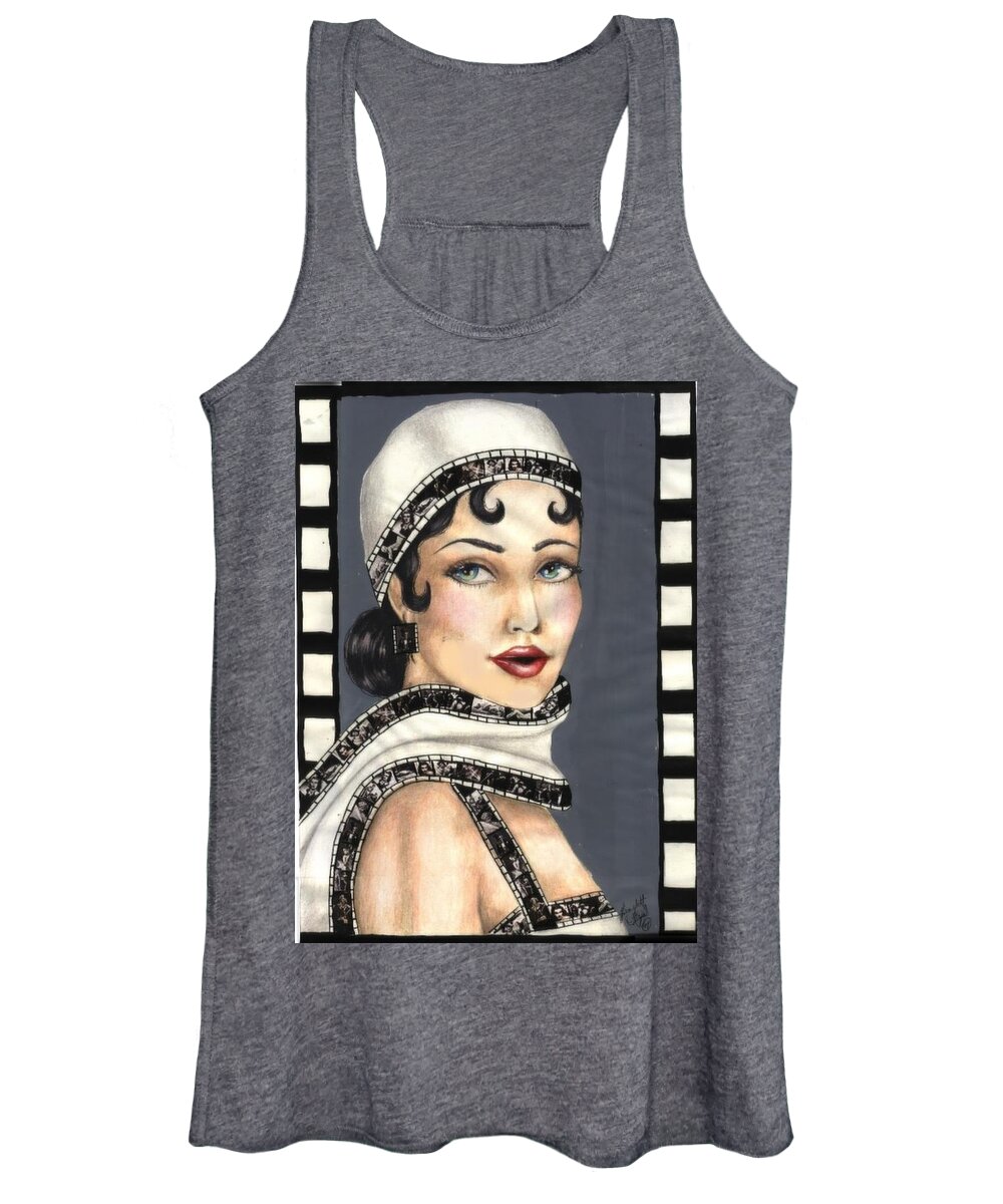 Portrait Women's Tank Top featuring the drawing Film 2 by Scarlett Royale