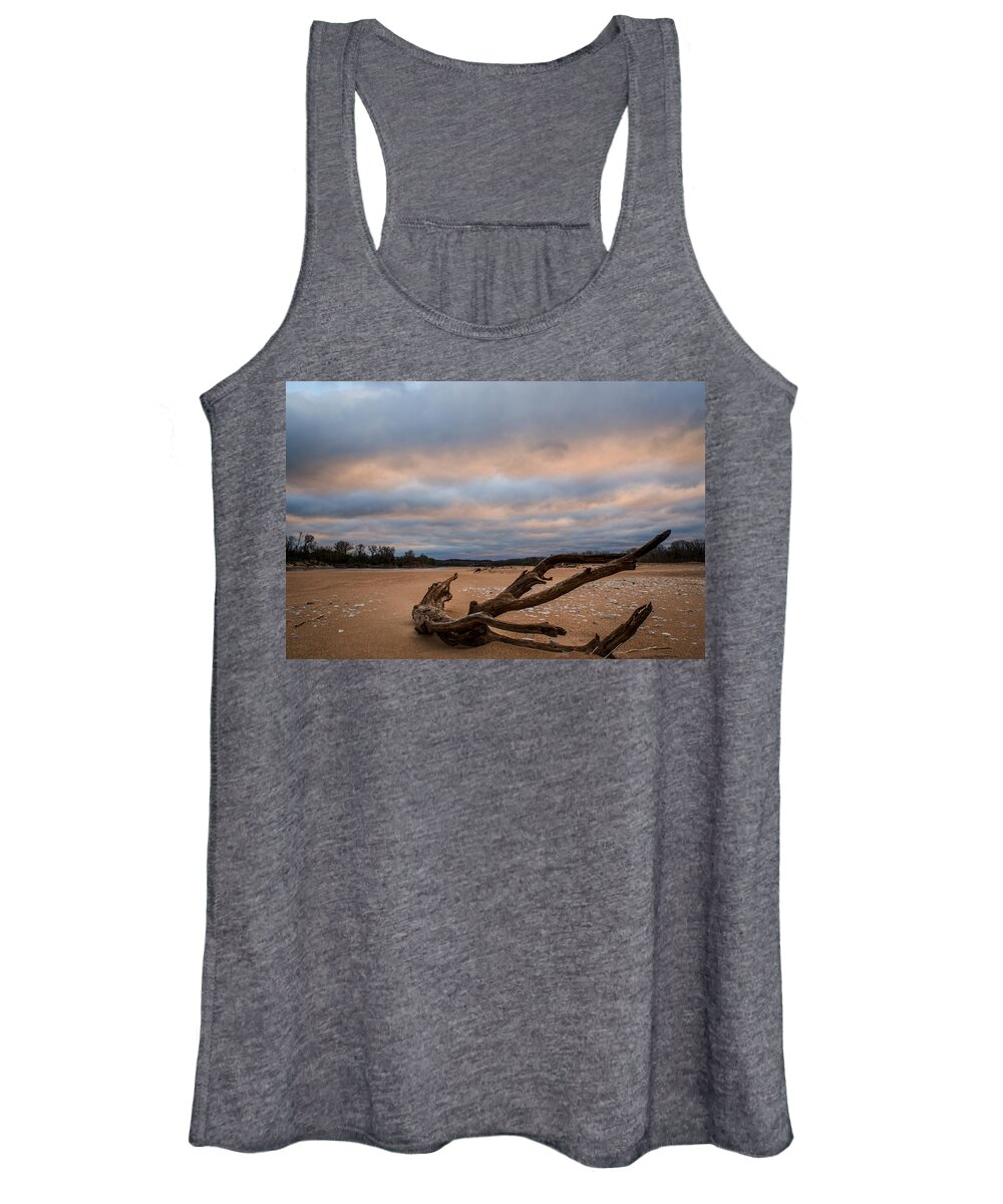 Nature Women's Tank Top featuring the photograph First Light on the Kaw by Jeff Phillippi