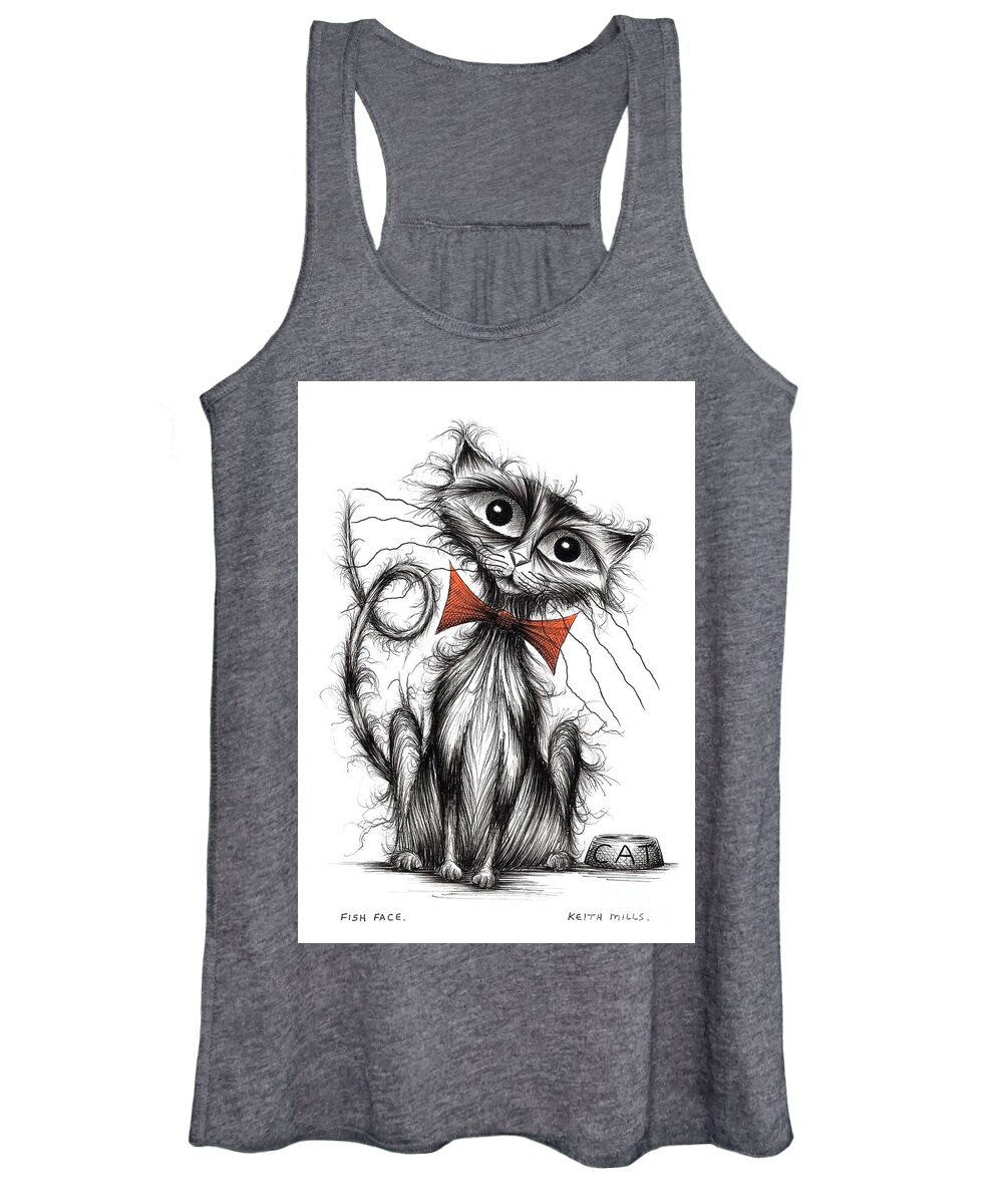 Fish Face Women's Tank Top featuring the drawing Fish face by Keith Mills