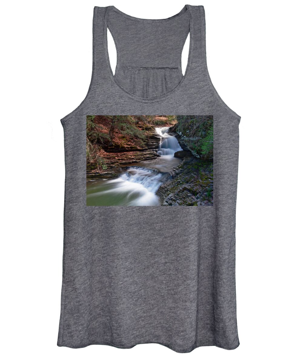 Photo Designs By Suzanne Women's Tank Top featuring the photograph Fish Kill Falls by Suzanne Stout