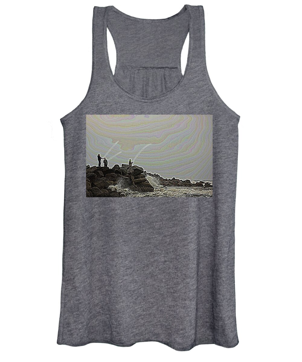 Fishing Women's Tank Top featuring the photograph Fishing in the Twilight Zone by Bob Cournoyer