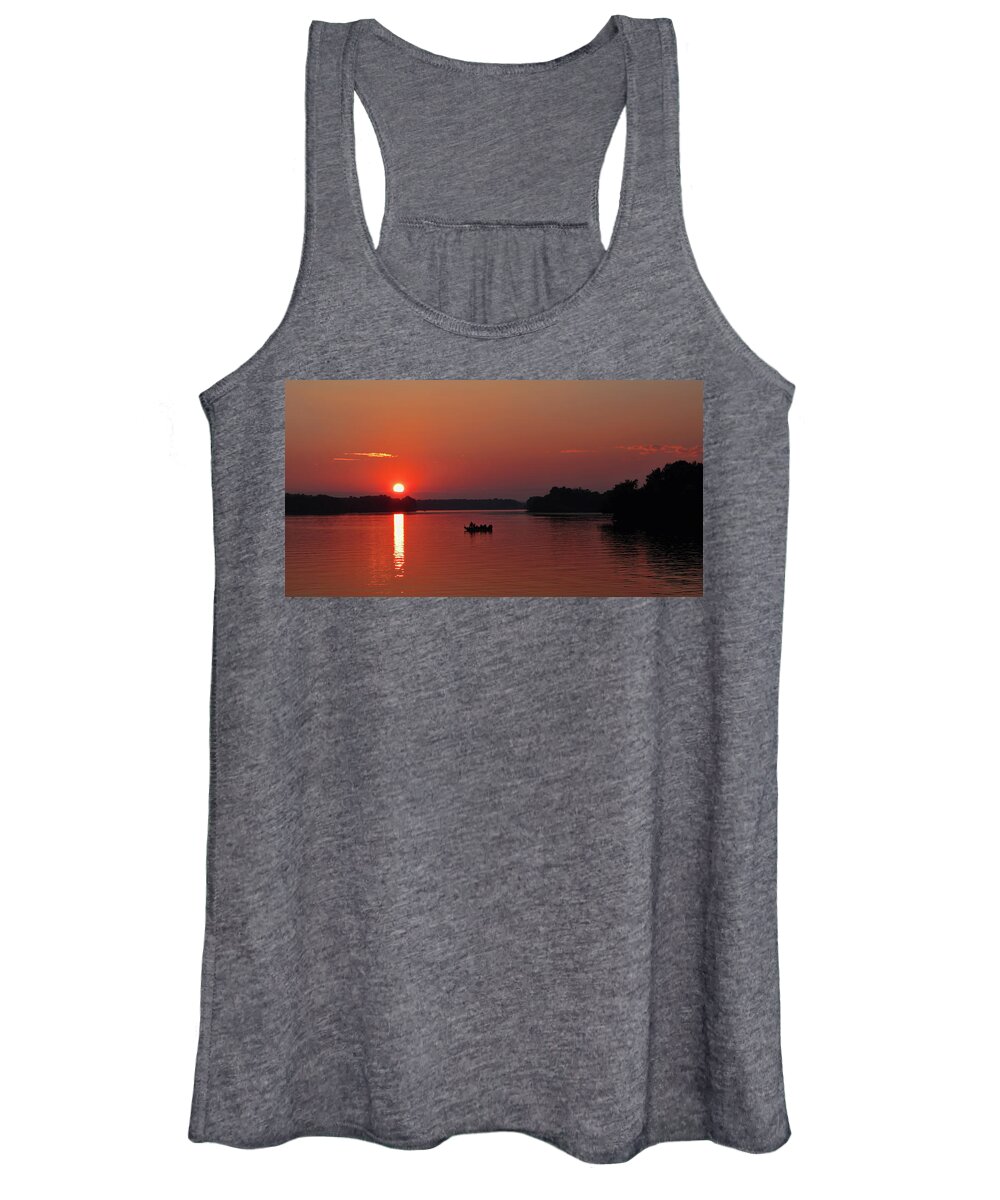 Wausau Women's Tank Top featuring the photograph Fishing Until Sunset by Dale Kauzlaric