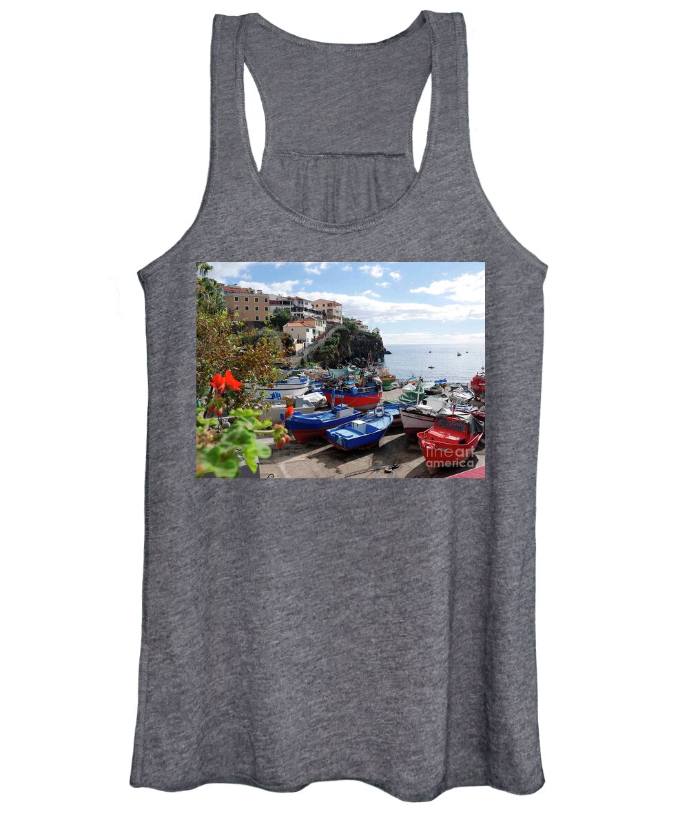 Madeira Women's Tank Top featuring the photograph Fishing village on the Island of Madeira by Brenda Kean