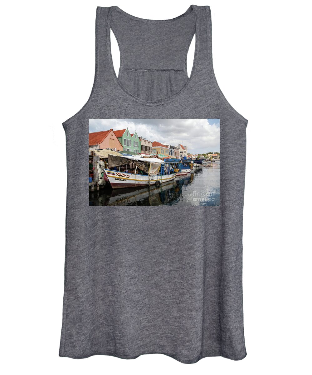 Curacao Women's Tank Top featuring the photograph Floating Market by Kathy Strauss