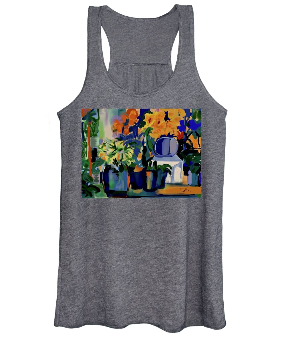 Abstract Women's Tank Top featuring the digital art Floral Abstract by Sherry Killam