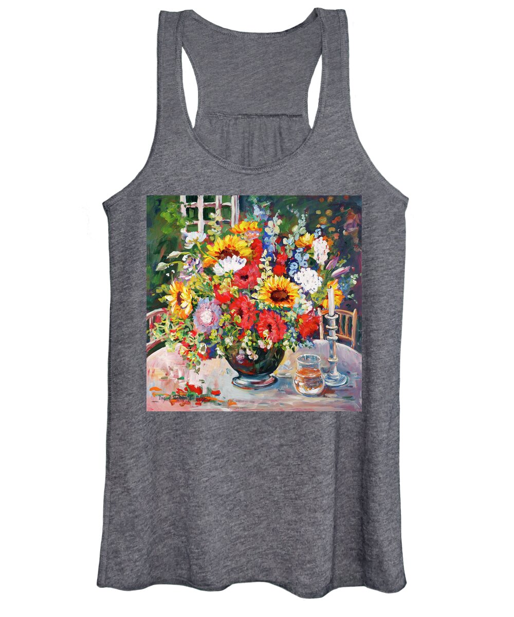Flowers Women's Tank Top featuring the painting Floral Still Life with Candlestick by Ingrid Dohm