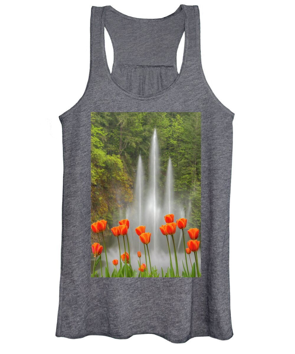 Butchart Women's Tank Top featuring the photograph Flower Fountain by Kristina Rinell