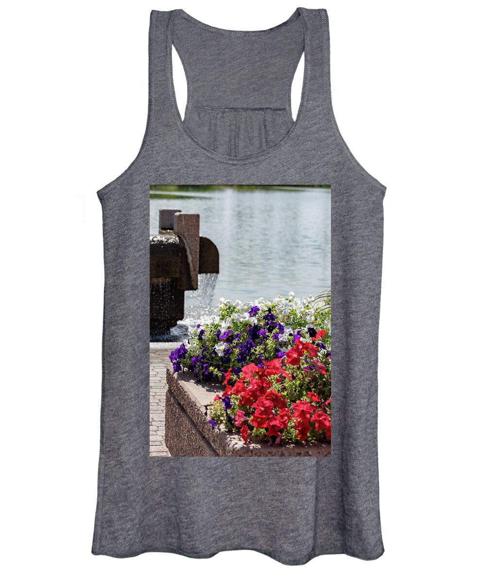 Water Women's Tank Top featuring the photograph Flowers and Water by Douglas Killourie