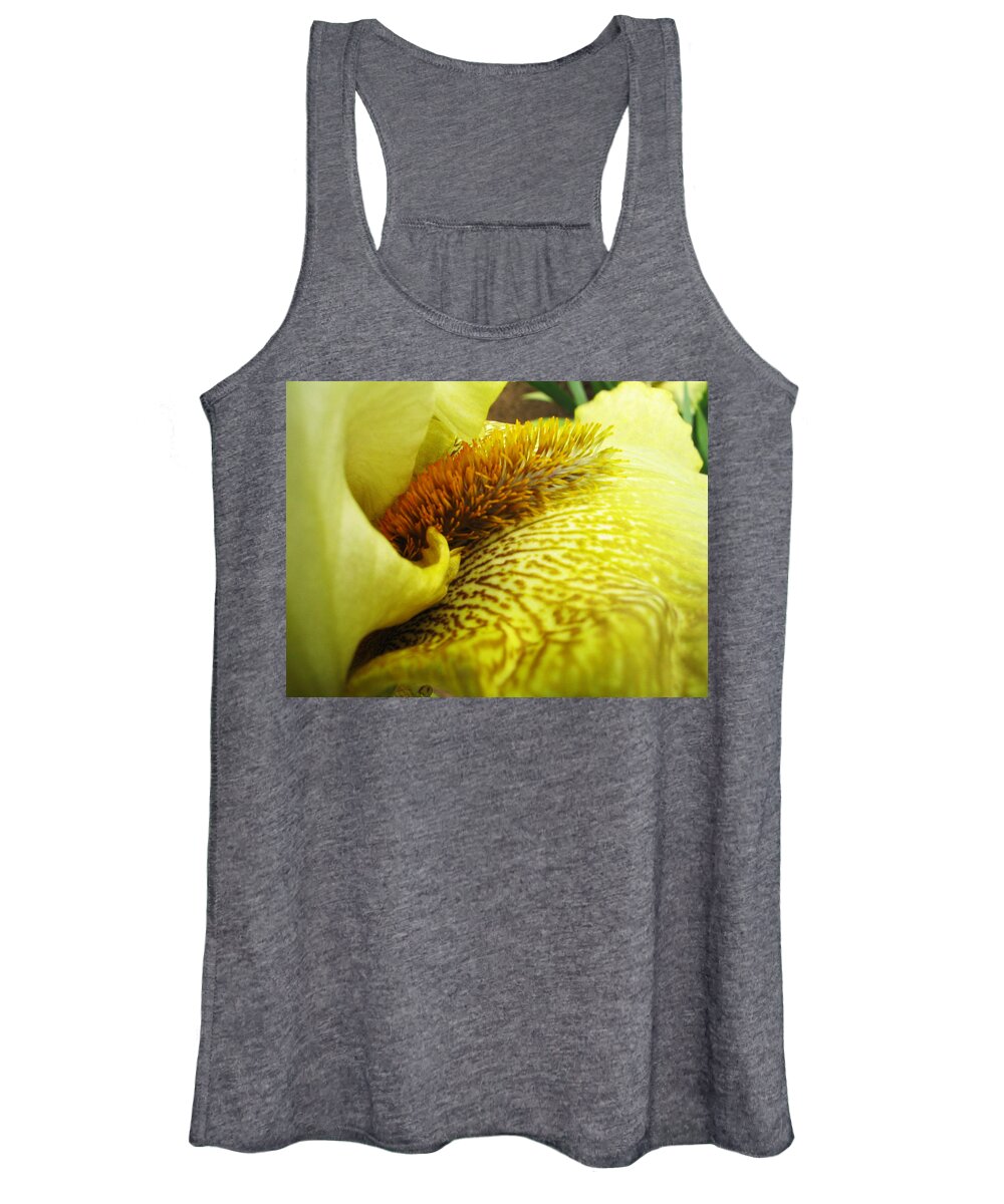 Flower Women's Tank Top featuring the photograph Flowerscape Yellow Iris Six by Laura Davis