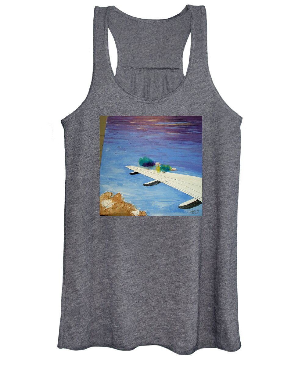 Plane Women's Tank Top featuring the painting Flying High by Kenlynn Schroeder