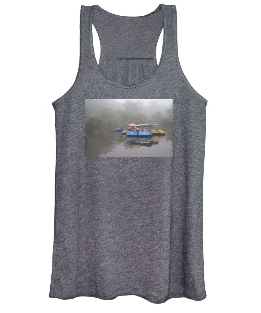 Morning Women's Tank Top featuring the photograph Foggy Lake by Masami Iida