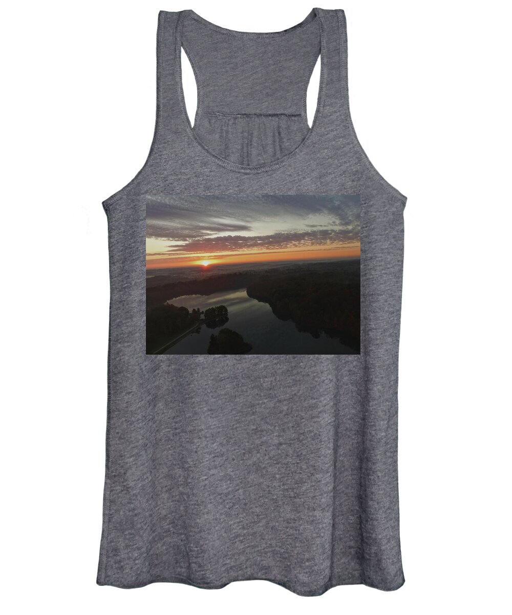  Women's Tank Top featuring the photograph Foggy Sunrise From 400 Feet by Brad Nellis