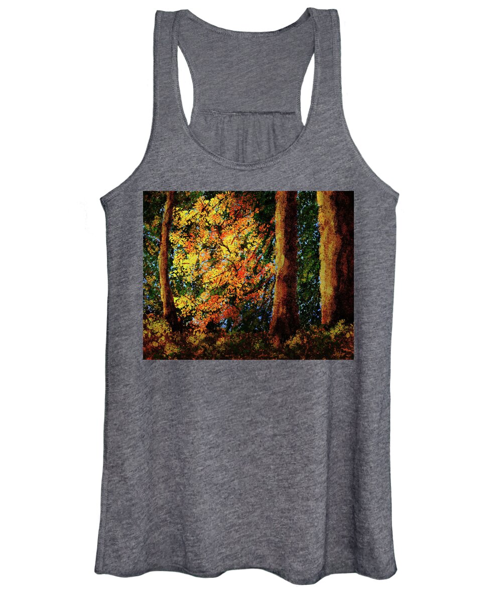 Fall Colors Women's Tank Top featuring the digital art Forest Fall Colors by Ken Taylor