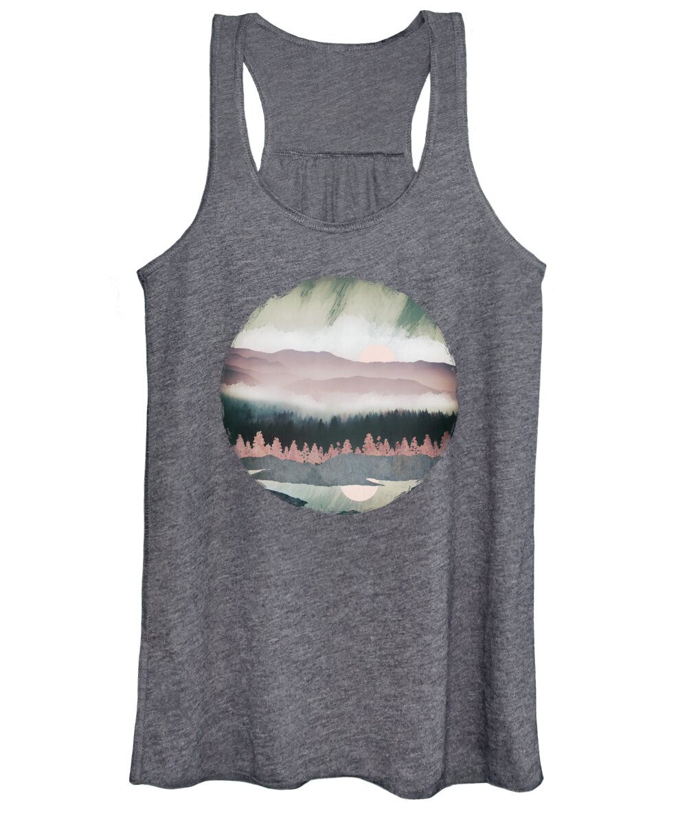 Forest Women's Tank Top featuring the digital art Forest Lake Evening by Spacefrog Designs
