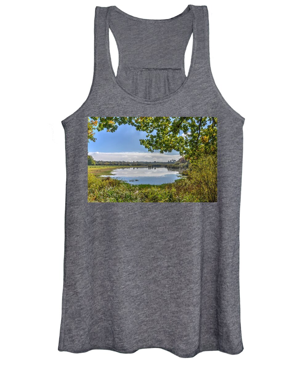 Lake Women's Tank Top featuring the photograph Forest Lake Through The Trees by Frans Blok