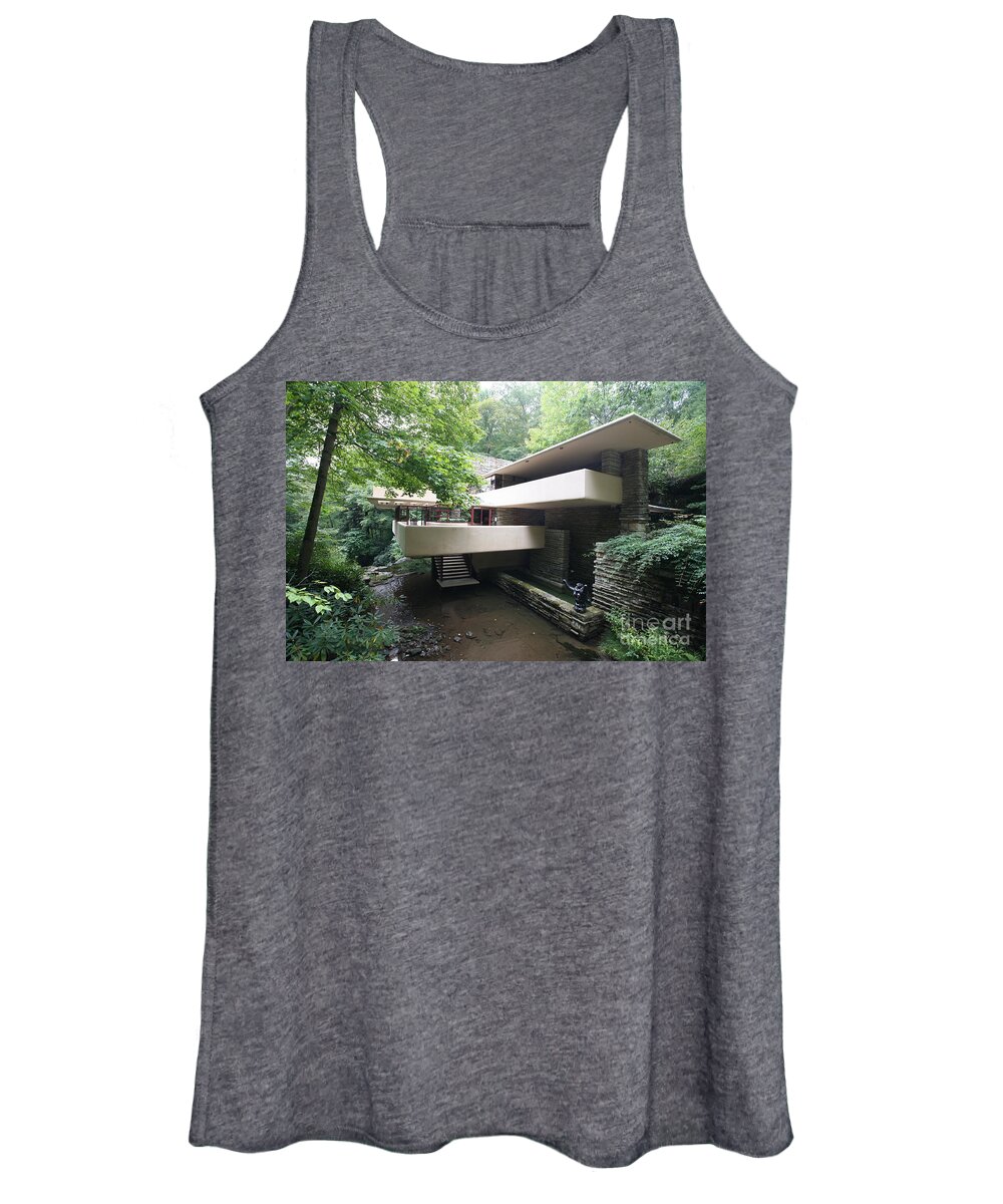 Falling Water Women's Tank Top featuring the photograph Frank Lloyd Wright VI by Chuck Kuhn