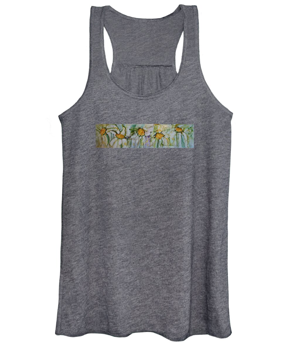 Flowers Women's Tank Top featuring the painting Fresh as a Daisy by Ruth Kamenev