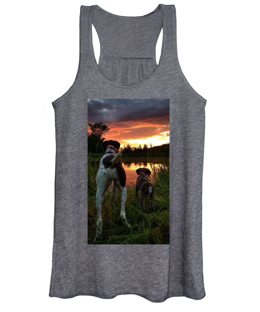 Gsp Women's Tank Top featuring the photograph Frog Hunters 2 by Brook Burling