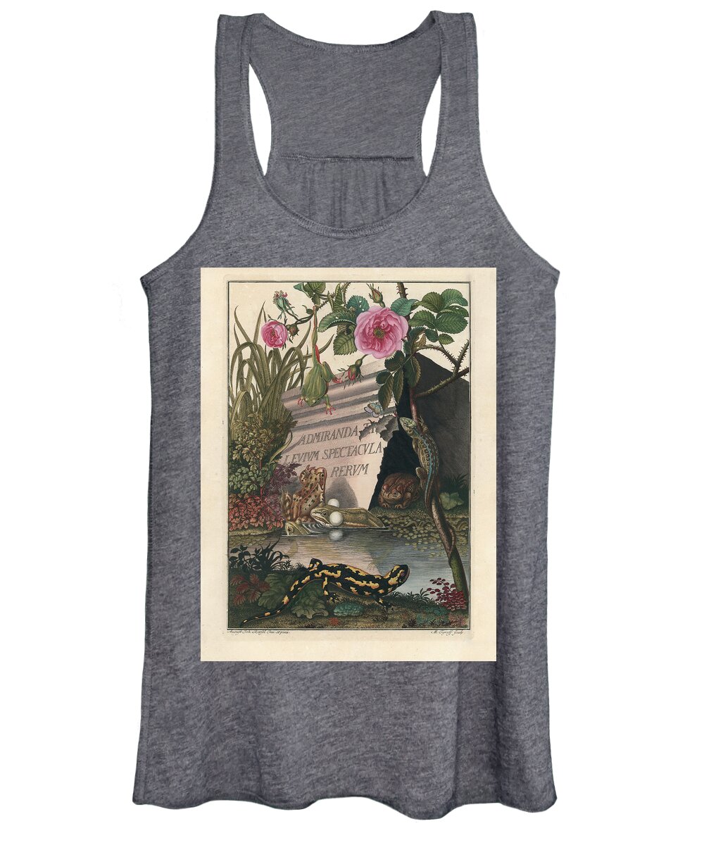 Frogs Women's Tank Top featuring the drawing Frontis of Historia naturalis Ranarum nostratium by August Johann Roesel von Rosenhof