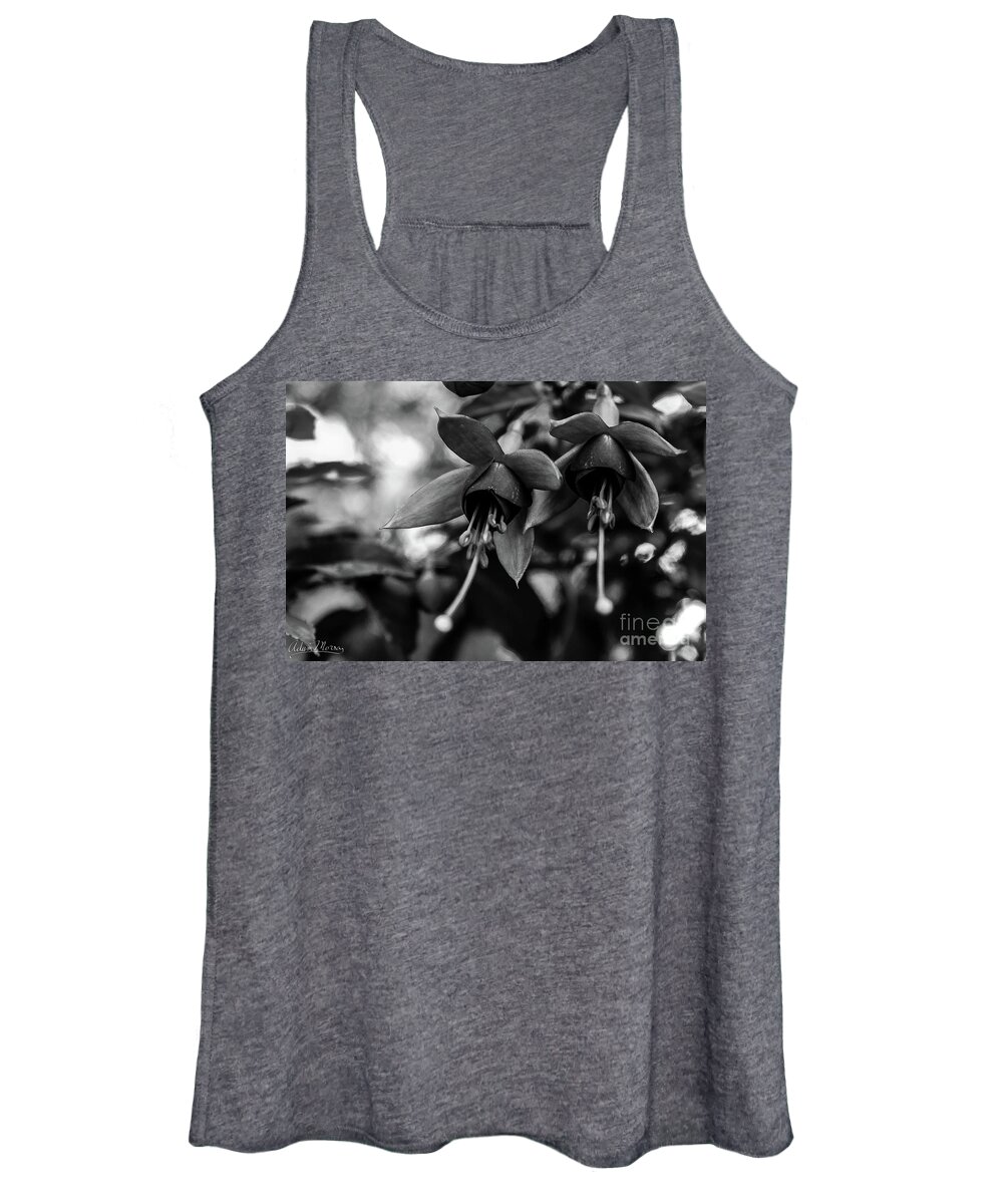 Flower Women's Tank Top featuring the photograph Fuchsia, Black and White by Adam Morsa