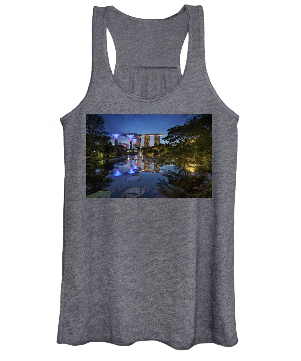 City Women's Tank Top featuring the photograph Garden by the Bay, Singapore by Pradeep Raja Prints