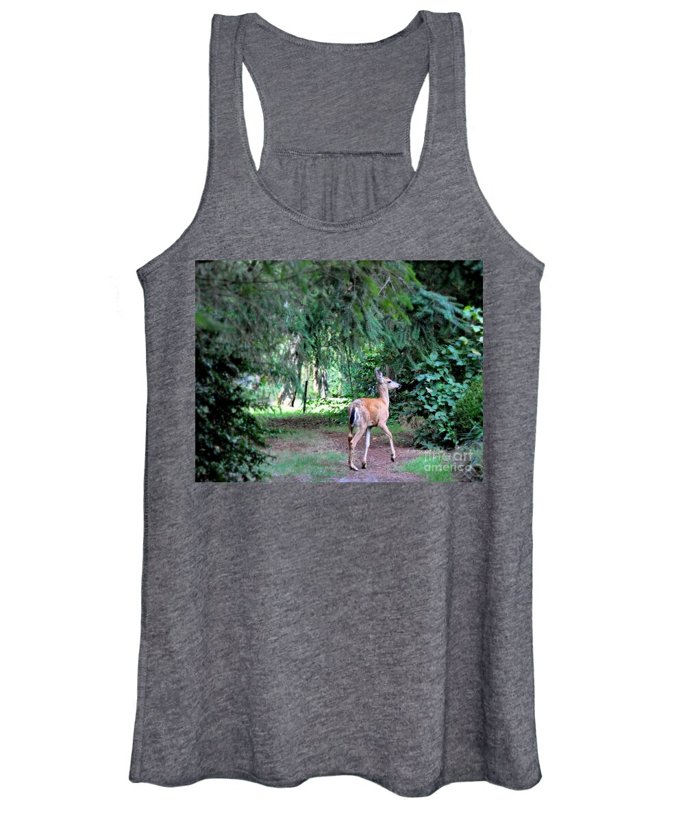 Deer Women's Tank Top featuring the photograph Garden Guest by Tatyana Searcy