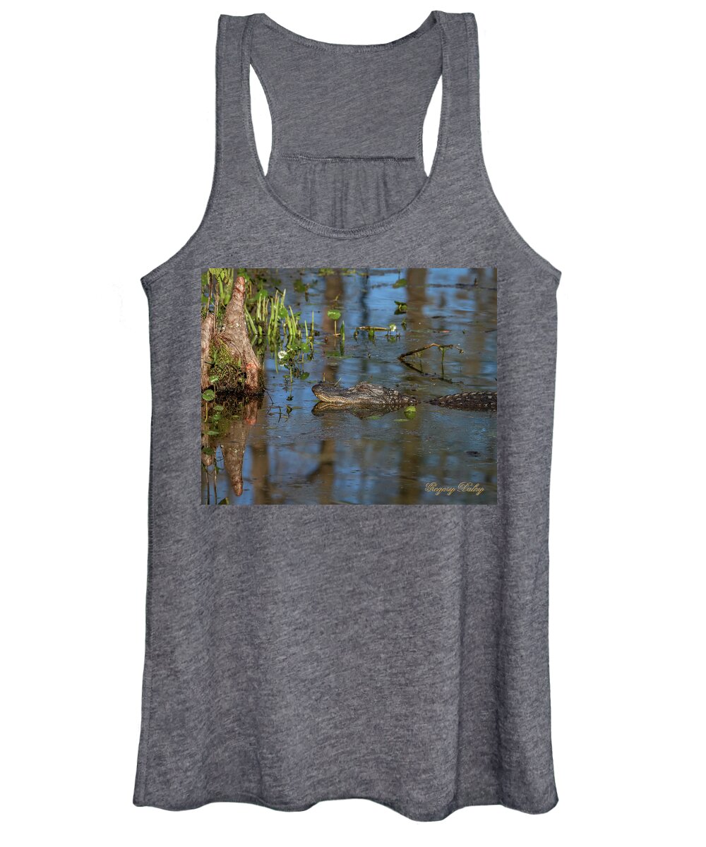 Ul Women's Tank Top featuring the photograph Gator in Cypress Lake 3 by Gregory Daley MPSA