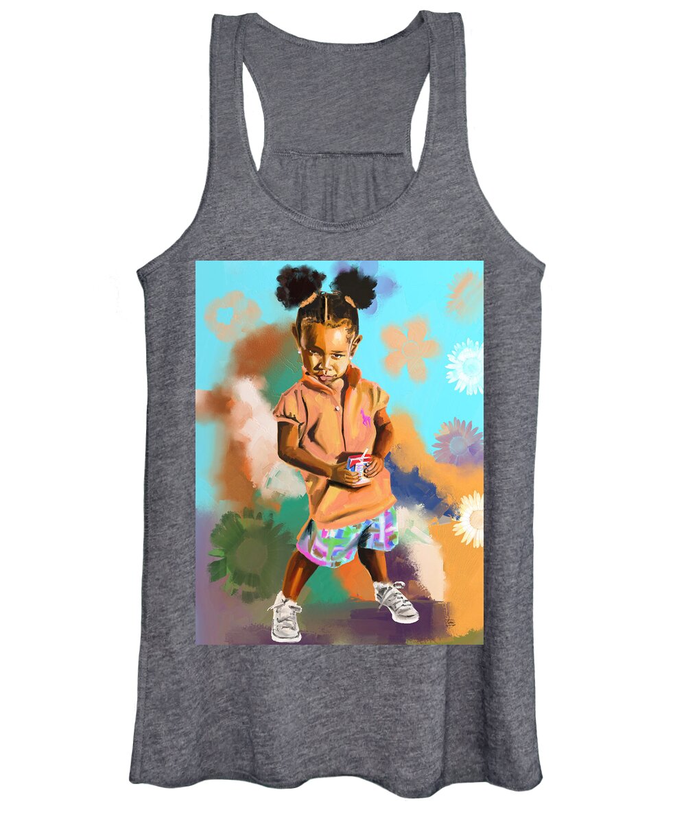 Little Women's Tank Top featuring the drawing Get Your Own Juice Box by Terri Meredith
