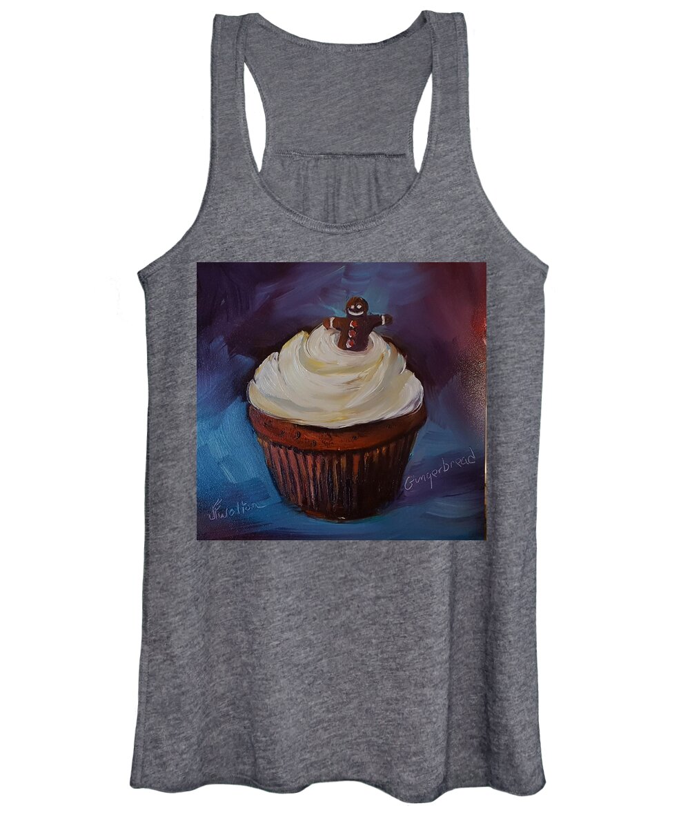Gingerbread Cupcake Women's Tank Top featuring the painting Gingerbread cupcake by Judy Fischer Walton