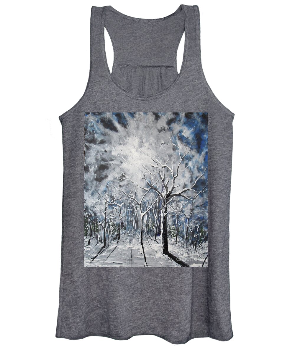 Impressionism Women's Tank Top featuring the painting Girl In The Woods by Stefan Duncan