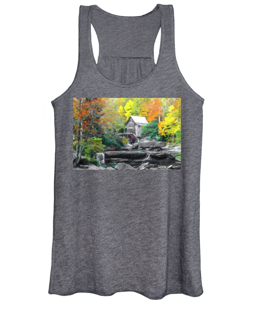 Glade Creek Women's Tank Top featuring the photograph Glade Creek Grist Mill #2 by Tom and Pat Cory